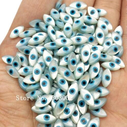 100pcs/lot Undrilled Natural Marquise Blue Evil Eye Mother of Pearl shell for DIY Jewelry Marquise MOP Pearl Shell
