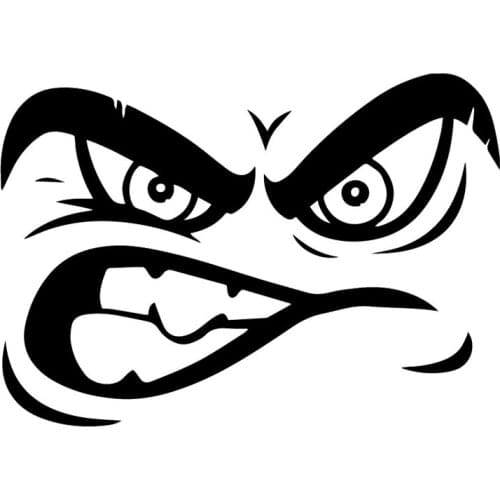 16cmX11cm Angry Expression Fashion Trunk Window Decoration Car Sticker Pvc Cover Scratches High Quality Decal Customizable Color