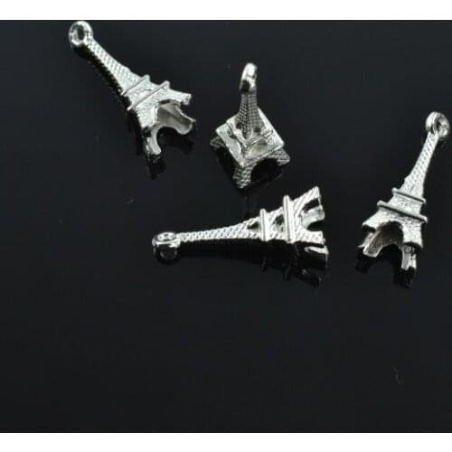 25pcs Silver Plated Eiffel Tower Charms alloy Pendants for Bracelet Necklace Jewelry Making Accessories DIY 23*8mm E10