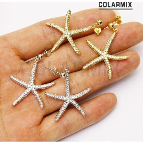 4 Pairs Metal Star Dangle earrings Pave zircon metal star earrings women jewelry Drop earrings Gift for women jewelry 41296