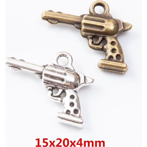 40 pieces of retro metal zinc alloy gun pendant for DIY handmade jewelry necklace making 7020