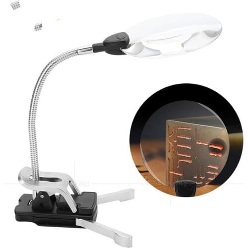 5-10X the Clamp/Vertical Multi-Function LED Lamp Magnifying Glass to Read the Chip Maintenance Flexible Metal Tubing Adjustable