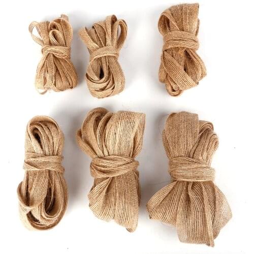 6/10/15/20/25/38mm 5 Meters Pick Size Natural Jute Hessian Burlap Vintage Rustic Ribbon Tapes For Wedding Party DIY Decoration