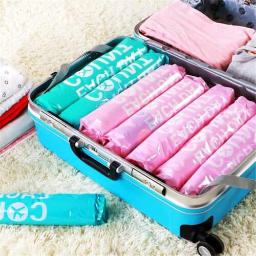 6 Travel Space Saver Bags Reusable Vacuum Storage Bag, Save 80% More Storage Space. Double Zip Seal, No Vacuum or Pump Needed