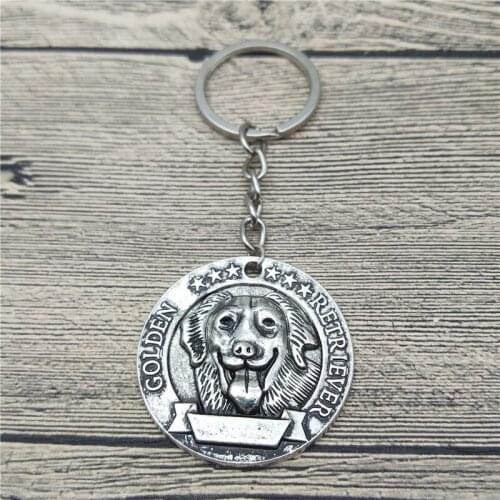 New Trendy Retro Golden Retriever Key Chains Fashion Pet Dog Jewellery Golden Retriever Keychain Bag Keyring For Women Men