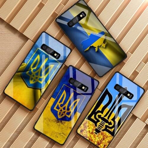 Ukraine Flag art Tempered Glass Phone Case For Samsung Galaxy S8 S9 S10 S20 PLUS J6 J8 2018 NOTE 8 9 10 Cover Shell