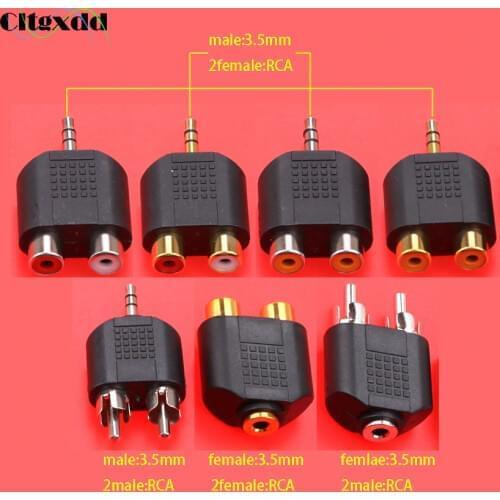 Cltgxdd 3.5mm plug to 2 RCA jack male to female 3.5 to AV Audio Connector 2 in 1 Stereo Headset Dual Headphone Audio Adapter