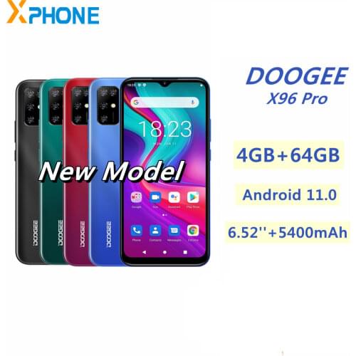 DOOGEE X96 Pro 4GB 64GB Smartphone 6.52 inch 5400mAh Octa Core Android 11 13MP Quad Camera Cellphone Support 4G OTG