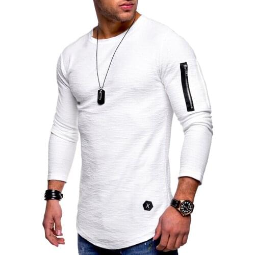 T Shirt Men New Fashion Brand Men T Shirt O Neck Long Sleeve Zipper T-Shirt Male Streetwear Hipster Hip Hop Tshirt XXXL