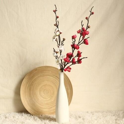 5Pcs Simulation Plum Blossom Artificial Flowers Branch Home Decorations Wedding Backdrop Fake Plants Silk Flower Blossom Wreath