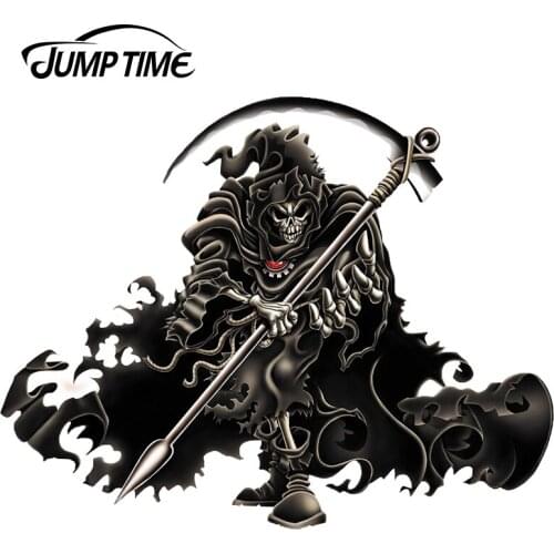 JumpTime 13cm x 10.2cm Grim Reaper Decals Skull for Helmet Funny Car Stickers Car Styling Motorcycle Car Decal Wall Decor