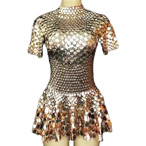 Sparkly Sequin Women Mini Dress Birthday Celebrity Prom Party Dress Nightclub Singer Dancer Stage Wear Lady Performance Costume