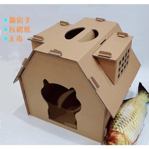 Cat House Cat Toy Corrugated Paper Portable Cat Litter With Window Cat House Cat Supplies Cat Litter For All Seasons