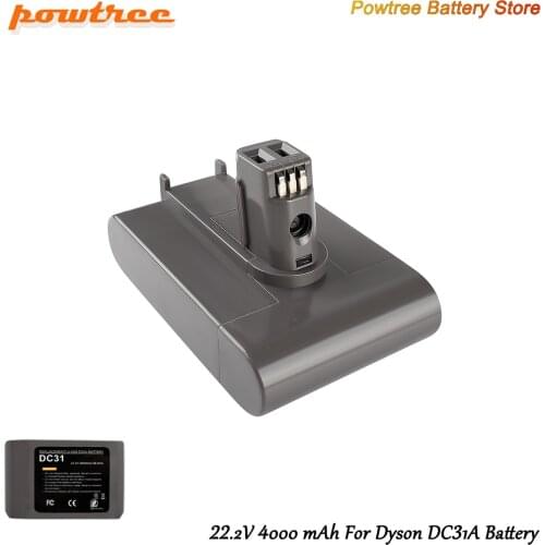 Powtree DC31 (type A) 22.2V 4000mAh Li-ion Vacuum Battery for Dyson DC35 DC45 DC31 DC34 DC44 DC31 Animal DC35 Animal 917083-01 L