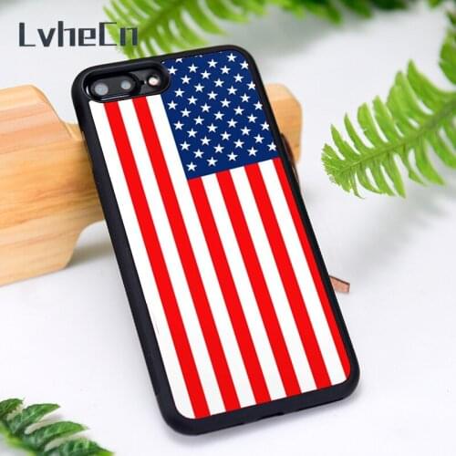 LvheCn Silicone Rubber Phone Case Cover for iPhone 6 6S 7 8 Plus X XS XR 11 12 Mini Pro Max US Flag