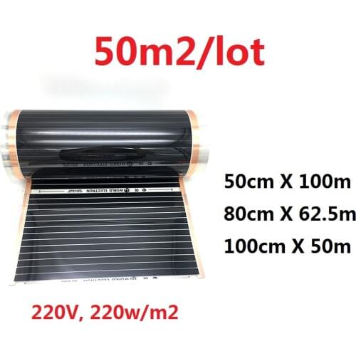 MINCO HEAT 50m2/lot Under Laminate Solid Floor Warm Mat 220w/m2 Carbon Heating Film