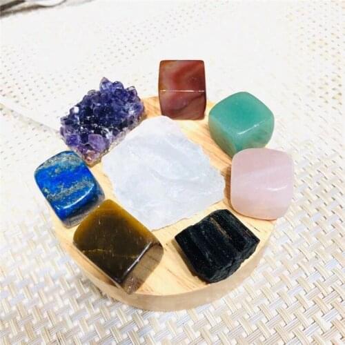Natural Quartz Spiritual Healing Stones Lamp Chakra Stone Set For Home Decoration