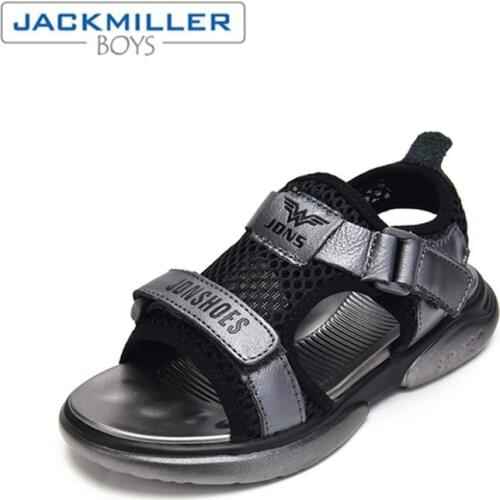 Jackmiller new kids sandals summer 2019 boys beach shoes kids casual children fashion sports sandals black grey size 25-30