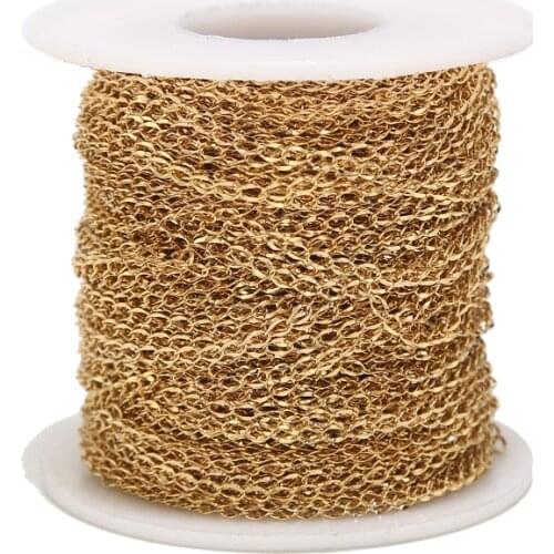 2M Stainless Steel Gold Flat Twisted Link Cable Chains Bulk for Jewelry Necklace Bracelet AnkletsMakings