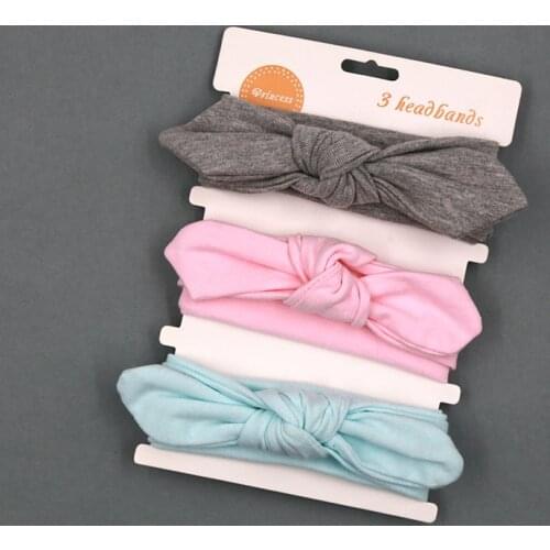 3Pcs/Lot Baby Girls Hair Accessories Cotton Rabbit Ear Headband Turban Bowknot Elastic Hairband Bows Headwear Bebe Head Wraps