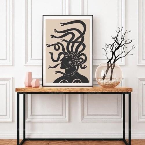 Medusa prints, Greek mythology art, goddess academy art, dark academy art, snake girl murals, aesthetic decoration, biological m