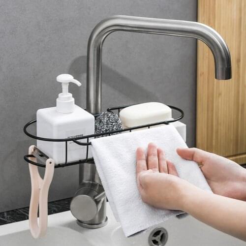 Adjustable Sink Drain Rack Sponge Storage Faucet Holder Soap Drainer Shelf Basket Organizer Kitchen Bathroom Accessories