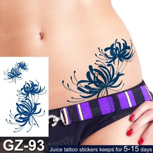 Blue Higan Flower juice tattoo long lasting water proof fake tattoo body art hand tattoo scorpion henna rose India tatoo sketch