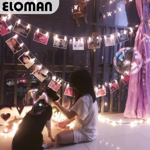 ELOMAN 1m/3m/5m LED card picture clips ambience maker light LED photo clip for children room or party