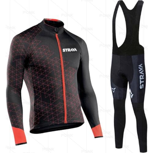 Warm 2021NEW Winter thermal fleece Cycling Clothes STRAVA men Jersey suit outdoor riding bike MTB clothing Bib Pants set