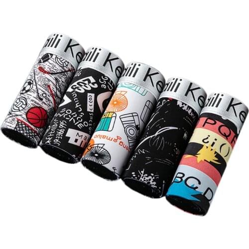 5pcs/lot High Quality Brand Boxer Men Underwear U Convex Boxers Shorts Sexy Soft Male Panties Printed Breathable Underpants