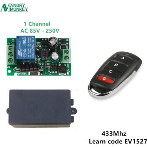 433Mhz Universal Wireless Remote Control Switch AC 85V 220V 1 Channel Relay Receiver Module and RF 433 Mhz Remote Control