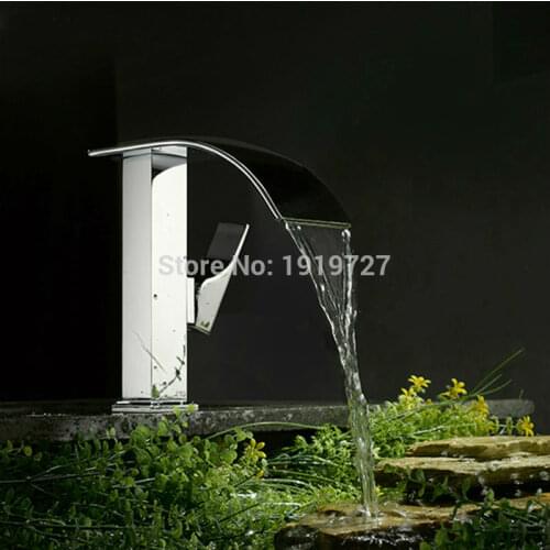 Vidric Bathroom Sink Basin Mixer Tap Chrome Brass Square Glass Waterfall Faucet Torneiras Banho E Cozinha Bath