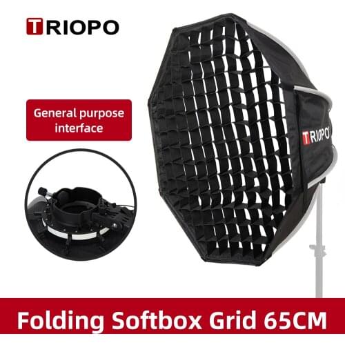 Triopo KX65 65cm Speedlite Octagon Umbrella Softbox + Honeycomb Grid Outdoor Flash Soft Box for Godox V1 Speedlite Softbox