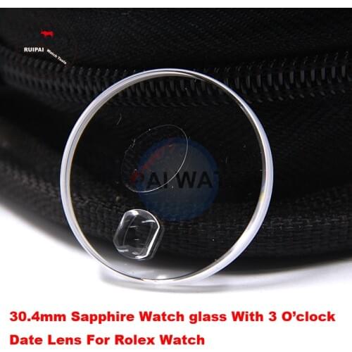 High-End Coated Sapphire Watch Glass 30.4mm Sapphire Watch Glass Crystal Replacement Parts for Rlx Watch with White Gasket