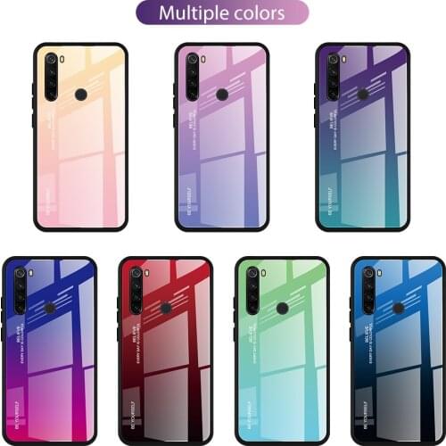 Mirror Gradient Tempered Glass Cases For Xiaomi Redmi Note 10 9 9S 8 8T 7 6 5 Pro Max Global Protective Colorful Glass Cover