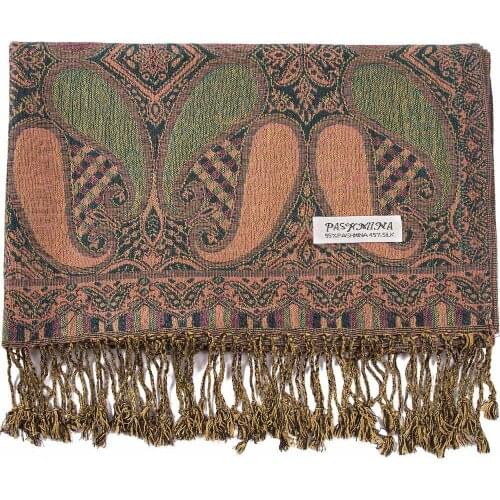 Womens Pashmina Silk Scarf Shawl Headscarf Hijab Stole Wrap Paisley Jacquard Soft with Fringes Soft Comfortable 70X200cm
