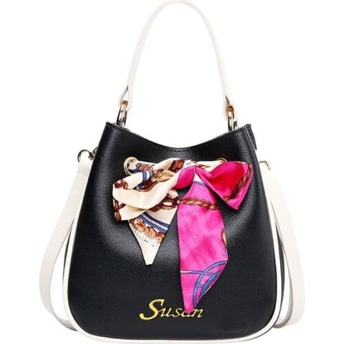 Women Handbag 2020 Korean New Simple Bow Shoulder Bag Messenger Retro Bag Casual Fashion Designer Scarf Decoration Bag