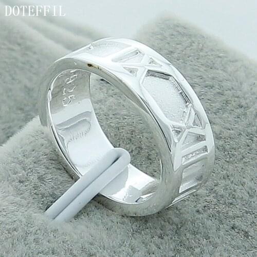 DOTEFFIL 925 Sterling Silver Roman Numerals Ring For Women Wedding Engagement Party Fashion Charm Jewelry