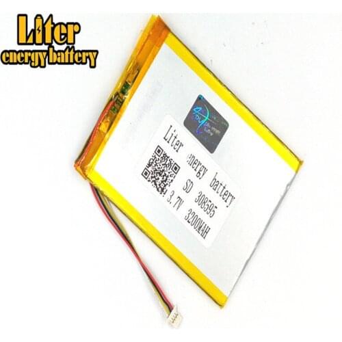 1.0MM 4pin connector 308595 3.7V 3200mah tablet pc 7 inch lipo batteries rechargeable lithium ion polymer batteries