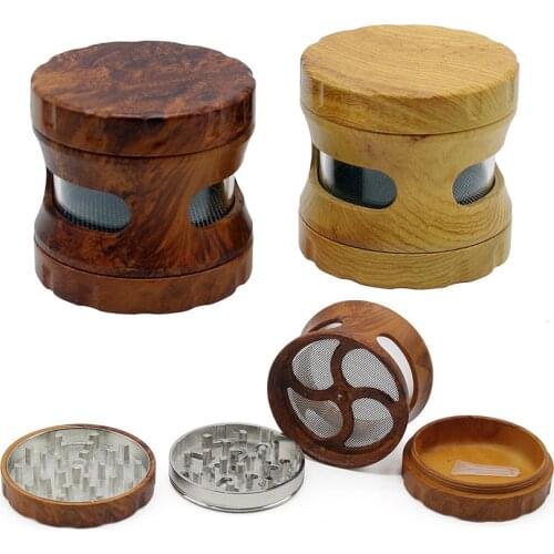 1Pcs Latest Upscale wood two colors 4 Layers 63mm Smoking Herb Grinders Tobacco Cigarette Quality Grinder Accessories
