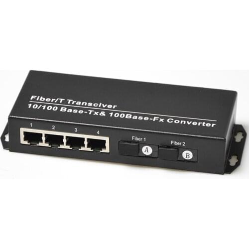 10/100Base-TX to 100Base-FX Fast Media Ethernet Converter 2 CH*SC 4 CH*RJ45 Media Converter SC Ethernet Optical Transceiver