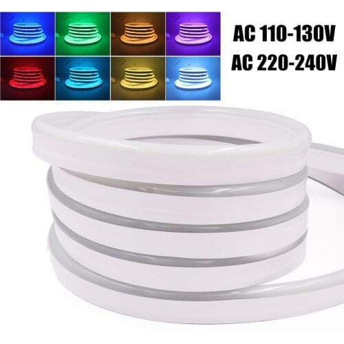 110V 220V RGB Neon Strip Light Ribbon Tape Flexible LED Neon Sign Night Lamp 5050 LED Strip no controller,no remote