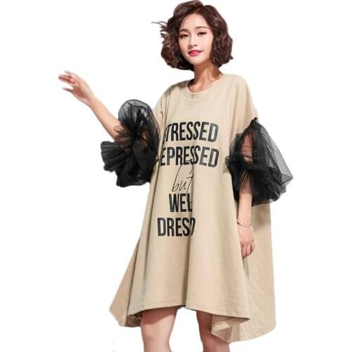 2019 high quality 100% Womens European Fashion Dresses Unique Black Mesh Sleeve Big Sizes Women Dresses Mini Dress Women ZHI01