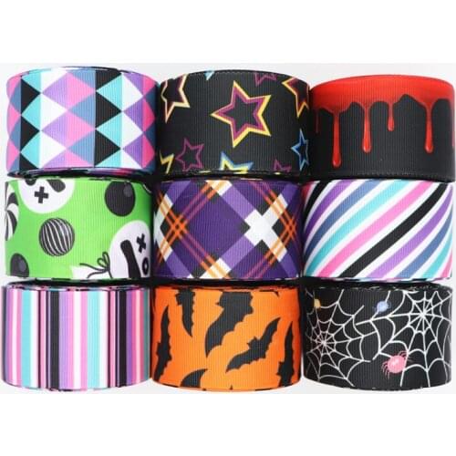 50 Yards 1.5'' (38MM) Halloween Printed Grosgrain Ribbons For Hair Bows/ Gift Packaging DIY Handmade Materials Y19072201