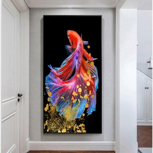 5d Diamond Painting Full Living Room Porch Version Colorful Golden Carp Point Diamond Cross Stitch Diamond Embroidery EE1806
