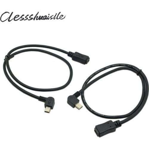 90 Degree Left & Right Angled Mini USB 5 Pin Male to Female Extension Cable 0.3m 30cm