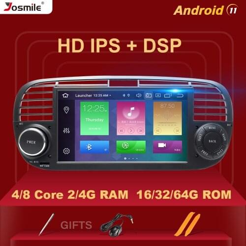 DSP 4GB 64GB 1 Din Android 11 Car DVD Multimedia Player For FIAT 500 Radio GPS Navigation Stereo Audio Carplay Wifi BT 8 Core