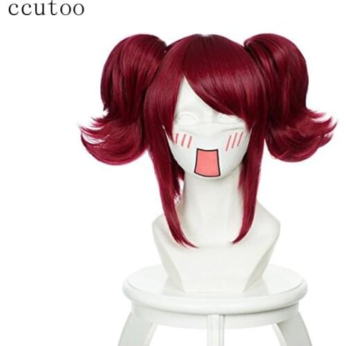 Ccutoo Black Butler Mey Burgundy Synthetic Hair For Females Party Cosplay Full Wigs With Chip Ponytails