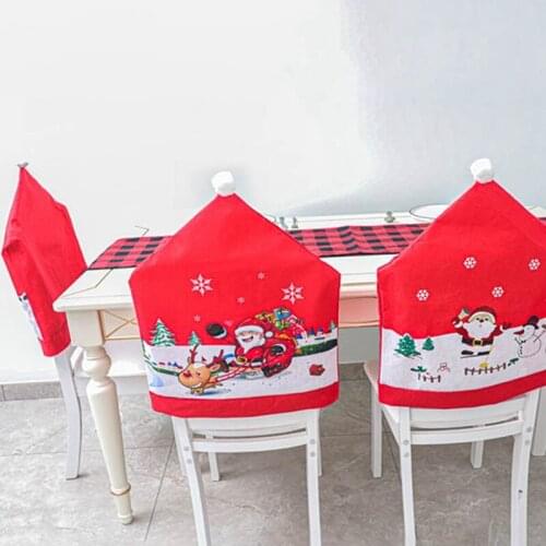 Santa Claus Christmas Non-woven Dinner Table Red Hat Chair Back Covers Xmas Christmas Decorations for Home New Year Decor