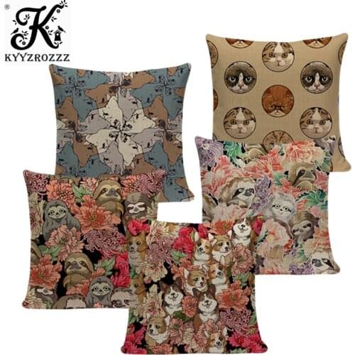 Pug Dog Cat Bird Cushion Cover Sleep Dog Throw Pillow Cover Animal Cushion Cover for Sofa Decoratove Pillow Case Custom Car